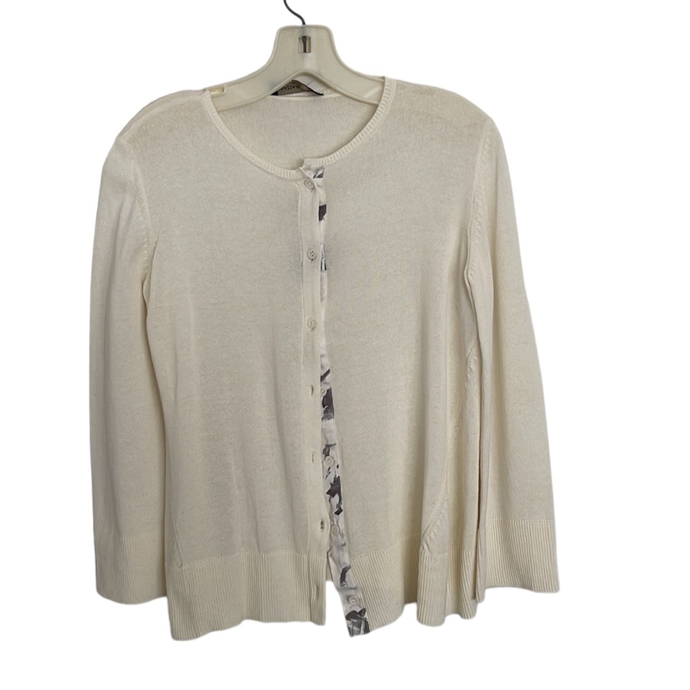 Piazza Sempione Made in Italy Ivory 100% Cotton Knit Cardigan